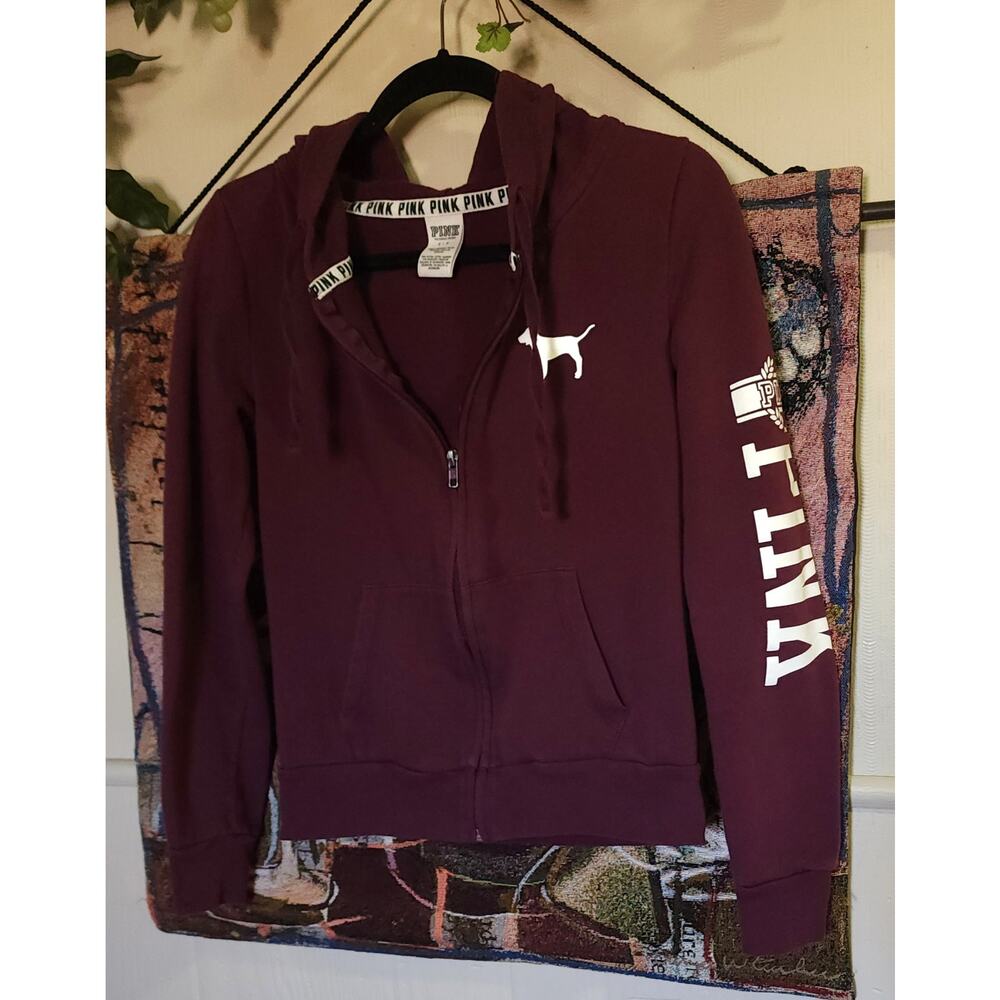Victoria’s Secret PINK  burgandy Zip-up Jacket Hoodie Size Womens  - Size S/P